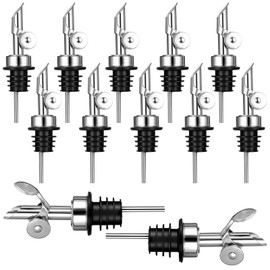 12 Pcs Weighted Stainless Steel Liquor Bottle Pourers Auto Flip Olive Oil Dispenser Spout Balsamic Alcohol Pourer Spouts