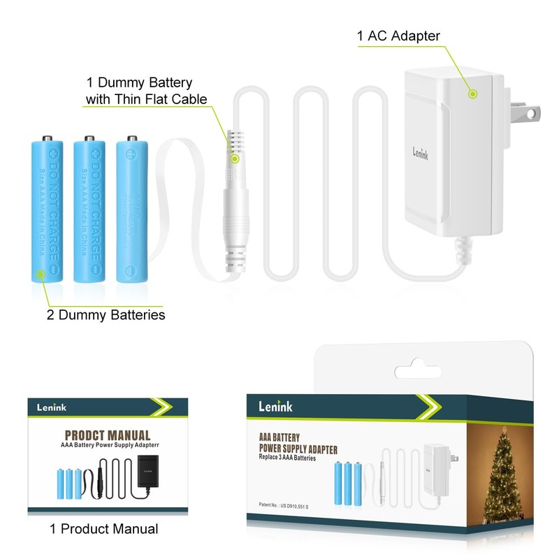 Lenink AC Power Supply Adapter for AAA Battery,Replace 3 AAA