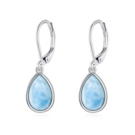 TALYKONG Larimar Earrings for Women Teardrop Leverback Dangle Drop Earings Jewelry for Women (larimar earrings)