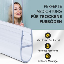 Shower Seal PVC Replacement Seal Shower Cubicle Bathroom Type 7 200 cm Glass Thickness 8 mm