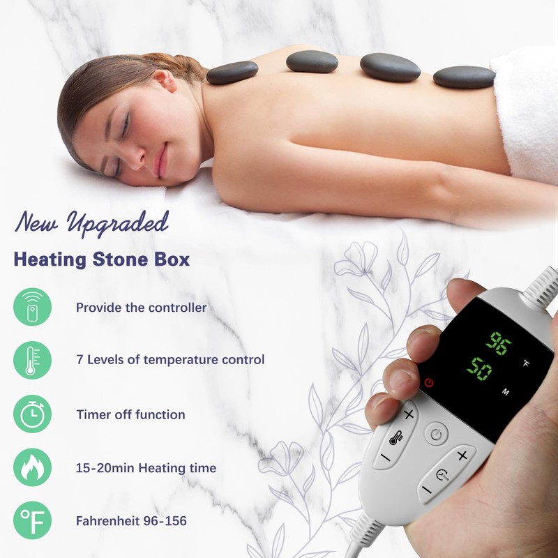 AICNLY 10 Pcs Basalt Hot Stones Massage Set with Temperature