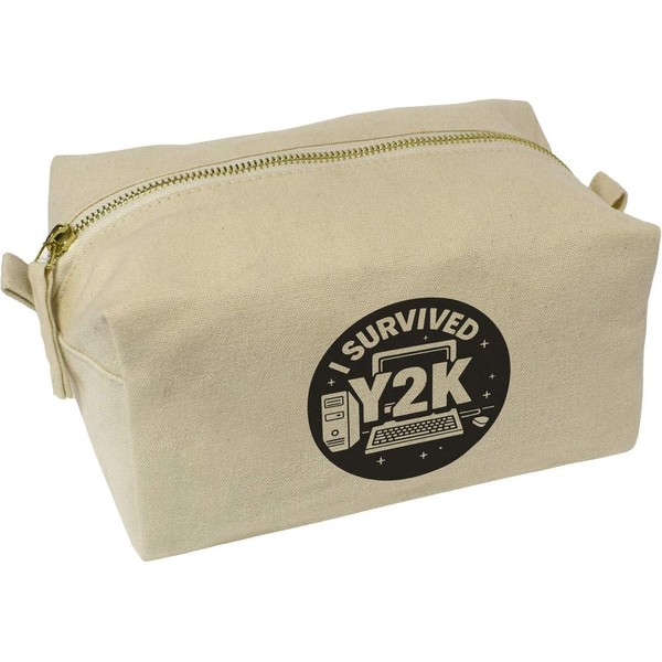 'I Survived Y2K' Canvas Wash Bag/Makeup Case (CS00044565)