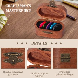 DoubleCare Wooden Guitar Pick Case Set with 12 Celluloid Picks in 3 Thicknesses, Premium Guitar Pick Holder, Mini Jewelry Box, Guitar and Bass Gift for Son, Mother, Father, Friend, Teacher