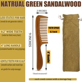 Moreinday Wooden Comb for Women, Wide Tooth Comb for Hair Growth - Sandalwood