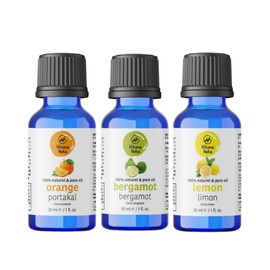 Natural Citrus Essential Oils Collection - Pure Lemon, Bergamot, Orange Oil for Diffuser & Aromatherapy - Fresh Citrus Scent Set (3 x 30ml)