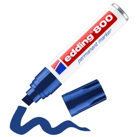 edding 800 permanent marker - blue - 1 pen - chisel nib 4-12 mm - for bold markings - waterproof, quick-drying, smear-proof pens - for cardboard, plastic, wood, metal, glass and fabric