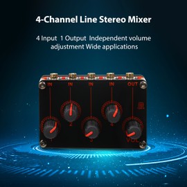 4-Channel Line Stereo Mixer Audio Mixer 4-in-1-out Passive Mixer Module Mini Stereo 4-way Audio Mixer 4 Audio Input to 1 Output Ultra Compact Low Noise for Recording Studio Console Stage Small Club or Bar