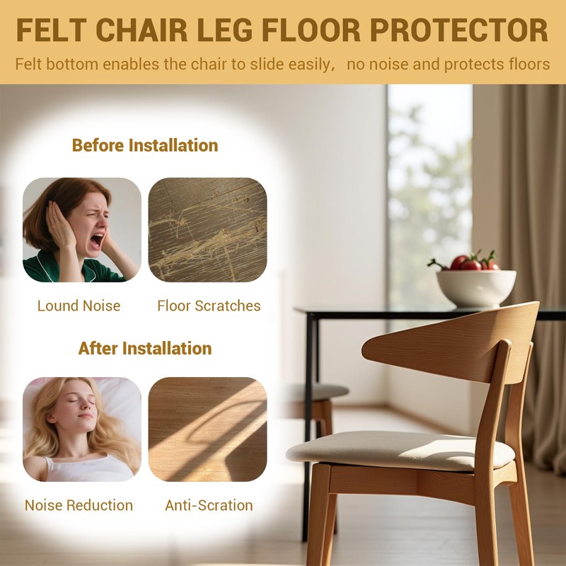 24 Pcs Chair Leg Floor Protectors, Silicone Felt Furniture Leg