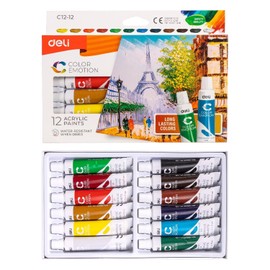 deli EC12-12 Color Emotion Acrylic Paints 12-Pieces