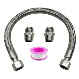 KWEOTUGO Industrial Grade Compressor Jumper Hose 1/2" NPT Male 20" Length 750°F & 450 PSI Both Sides Fittings Rotate Freely Flexible Whole body Stainless Steel Metal Hose