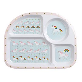 Sophie Allport Kids - Childrens Divider Plate, 100% Melamine, Snack or Dinner Tray Plate, Unicorn, 27 x 21 x 2 cm