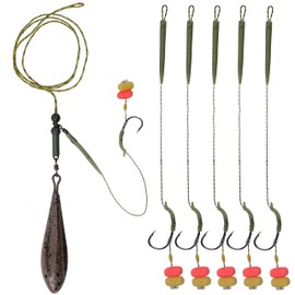 Carp Fishing Rigs Kit Carp Hair Rigs with Carp Sinker Weights Hooks Quick Change Rolling Swivels Sleeves Bait Corns Boilie Leader Rigs Carp Fishing Accessories(B)