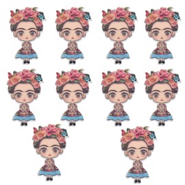 Acxico 10Pcs Kawaii Miniatures Character Cartoon Girl Resin Acrylic Flatback Planar Cabochons Accessories for Lots DIY Decoration Crafts Accessories