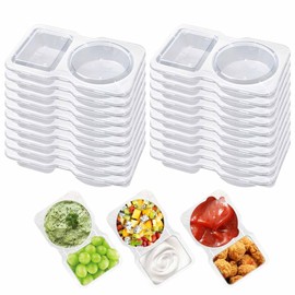Uibolos 20pcs Snack Container,Contenedores para Snacks Reutilizables,Double Compartment Snack Containers with Lids,Portable Sauce Container,Snack Box 