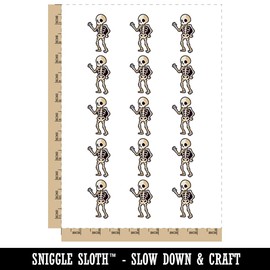 Cute Skeleton Waving Temporary Tattoo Water Resistant Fake Body Art Set Collection - 15 2" Tattoos (1 Sheet)