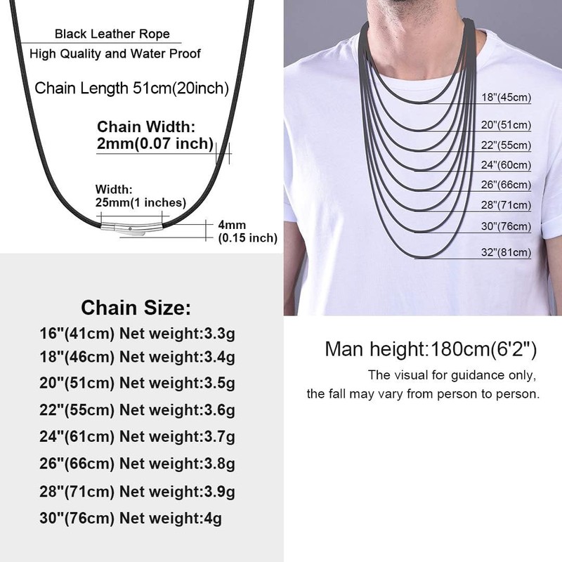 ChainsHouse Leather Necklace for Men String Necklace Black Cord Necklace