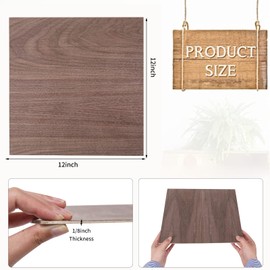 12 Pieces 1/8" x12" x 12" Craft Wood Walnut Sheets Thin Wood Slices Craft Project Board Unfinished Plywood for Laser Cutting DIY Wooden Plate Model Wooden House Aircraft School Wood Engraving