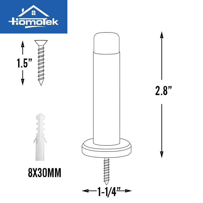 HOMOTEK 2 Pack Heavy Duty Solid Rigid Door Stops Bumper