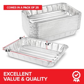 Stock Your Home 25 Pack- Mini Toaster-Oven Broiler Pans, Single Serve, For Personal Use & Dorm Rooms, 8.5" x 6", Great for Small Cakes or Individual Meals