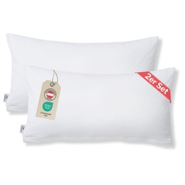 DarBene Cushion cover 40 x 80 cm (set of 2 jersey pillowcases) - 100% cotton with YKK zip, soft pillowcase 40 x 80 cm, pillowcase 40 x 80 cm, Oeko-Tex, upholstery cover, white