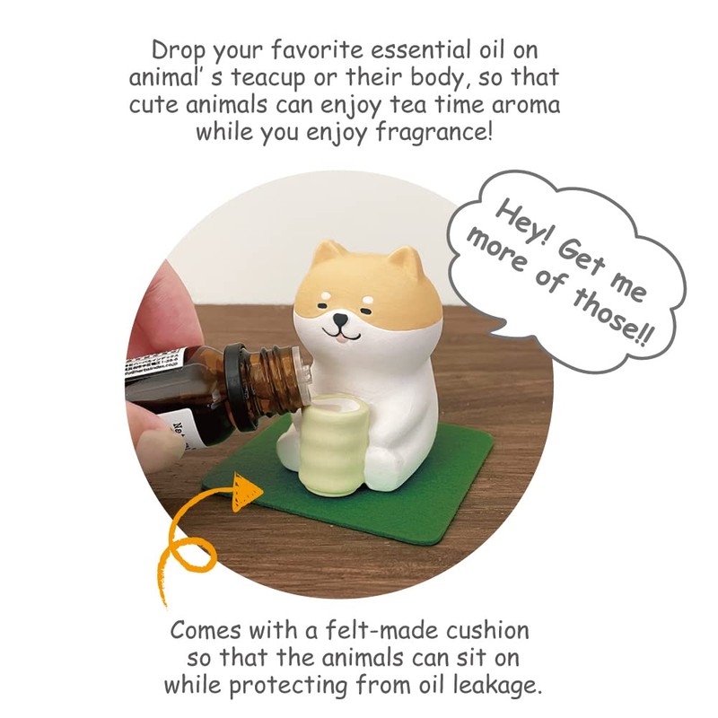 Stone Diffuser Tea-Drinking Animals [ Designed in Japan] Non Electric
