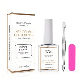 Nail Polish Remover Gel Nail Polish Remover Effective Thorough Gel Remover Kit 0.6oz DIy Festival Home (finger flat bottle 18ml bursting gel +mini sand bar + small steel pusher)
