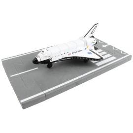 DCD NASA Discovery Space Shuttle White United States Diecast Model Airplane by Runway24 Featuring a Runway Section