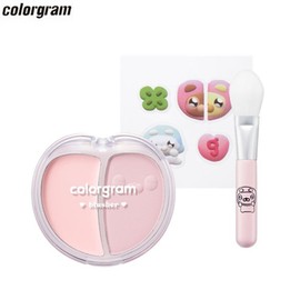 COLORGRAM Tintin Dory Duo Blusher + Brush Set 3items [COLORGRAM x NUNU.SSI], Color:01 Pink Mochi Duo