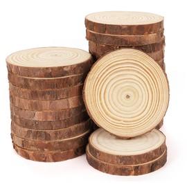 ilauke 50 Pieces Wooden Log Discs, 6-7 cm Unfinished Round Natural Wood Tree Discs without Hole Approx. 8 mm Thickness for DIY Crafts Wooden Discs Wedding Centrepieces Christmas Decoration Tree Disc