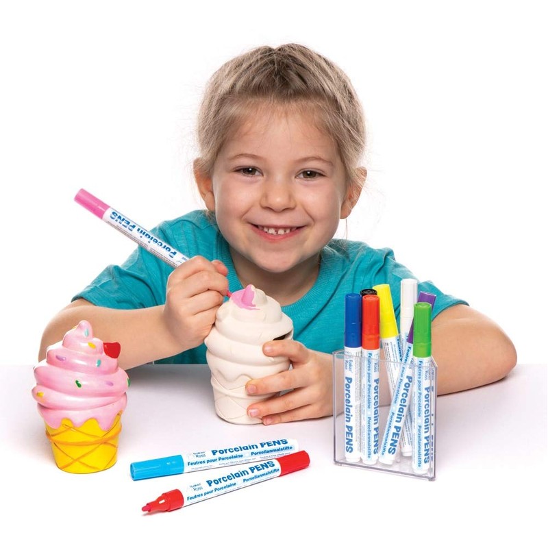 Baker Ross AW558 Ice Cream Piggy Banks-Pack 2, Ceramic Coin