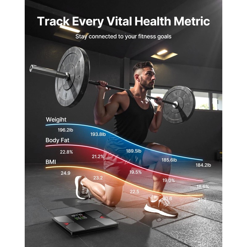 FITINDEX Smart Body Composition Scale Bluetooth BMI Body Fat Muscle