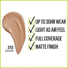 Base Líquida Maybelline Superstay Active Wear Tono 312 Golden 30ml