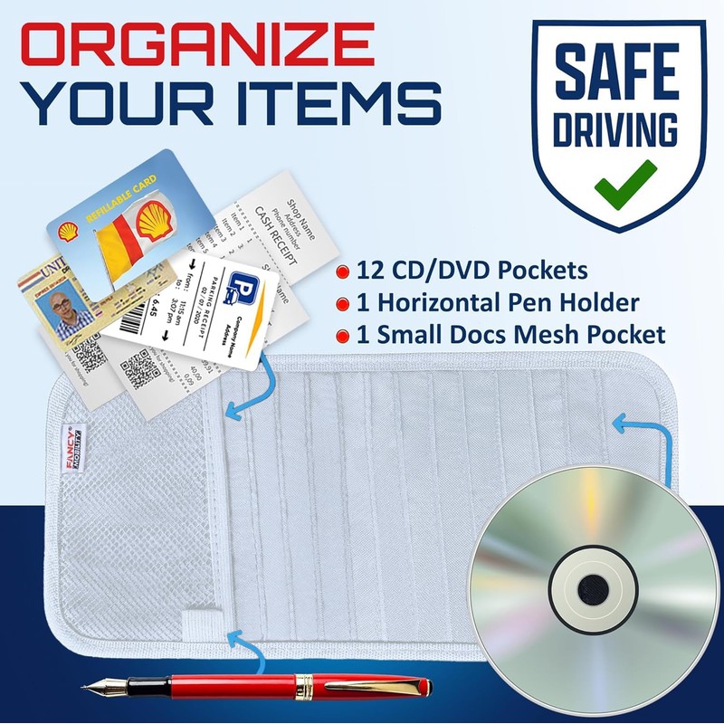 Fancy Mobility CD Case Holder for Car - Sun Visor