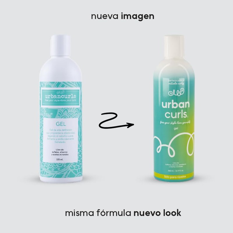 URBAN CURLS, Gel para Definir Rizos Libre de Sulfatos, Parabenos,