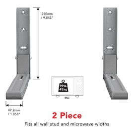 AVF Steel Universal Wall-Mounted Microwave Brackets in Silver (Set of 2)