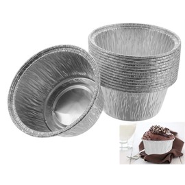 100 pcs Foil Cups,Silver Foil Baking Cups Muffin Liners for Cupcake, Baking, Egg Tart, Pudding, Creme Brulee