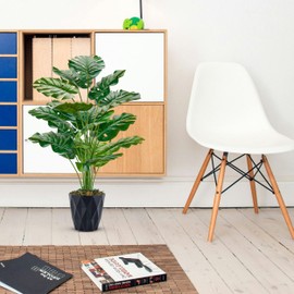 Der Rose 2 Pack 28" Fake Plants Large Artificial Monstera Faux Plants Indoor with White and Black Pots for Home Office Living Room Decor