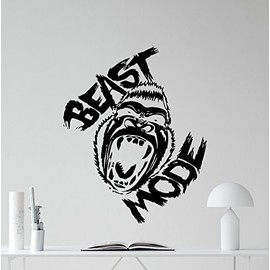 Beast Mode Wall Decal Gym Motivational Gorilla Monkey Bodybuilding Gym Decor Fitness Vinyl Sticker Fitness Motivation Sports Wellness Gym Wall Art Design Gym Quote Wall Art Mural 52fit