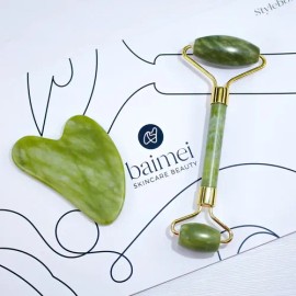 Juego De Rodillos De Jade Y Gua Sha Para Belleza Facial, Rod