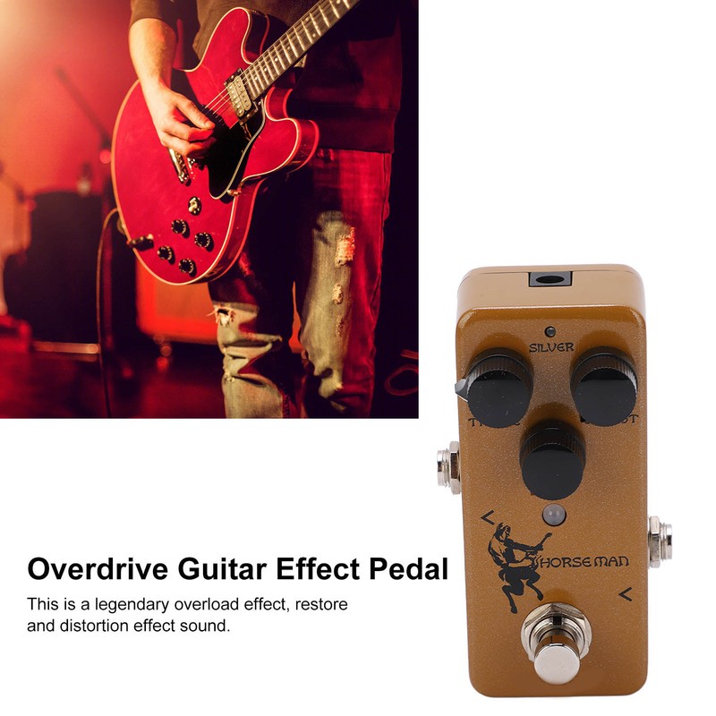Overdrive Effect Pedal Earthy Yellow Metal Guitar Accessories with Gold