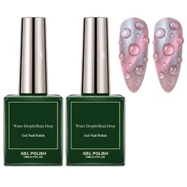 2Bottle Clear Sculpting Gel for Nail Art,Water Drop Gel nail Polish - raindrop gel polish,Rain Drop Soak Off UV LED Nail Gel Polish Ice Dew Nail Art Design