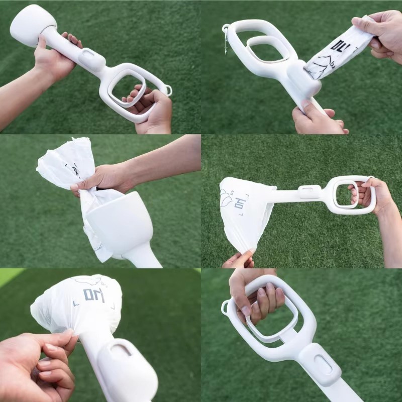 Premium Portable Pet Waste Scooper with Bags – White |