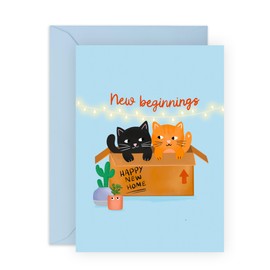 Central 23 Congratulations Card For New Home - New Beginnings - Cat Greeting Cards For Housewarming - New House Cards For Men Women - Moving Home - Cat Adoption - Comes With Stickers