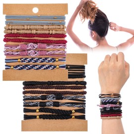 20 Pcs Bracelet Hair Ties for Women 5 Styles Boho Hair Ties 6 Colors Cute Boho No Damage Elastics Band Suitable Thick or Thin Hairs Pony Tails Festival Gifts Retro 3.15 × 0.20 × 0.20 inches