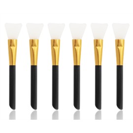 Mini Skater 6PCS Face Mask Applicators Soft Silicone Facial Mud Mask Applicator Brushes Hairless Body Lotion Butter Applicator for Clay Charcoal Moisturizer DIY Facial Mask Mixing Tools (Black)