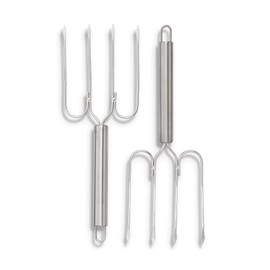 HIC Kitchen Roasting Turkey Lifter Forks, Stainless Steel, Lifts Up To 20-Pounds, Safe Carving And Stress-Free Serving, Set of 2