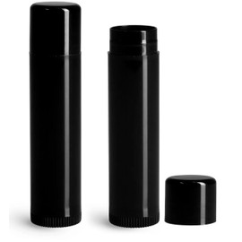 Premium Essentail Oil .15 oz Standard Size Empty Lip Balm Tube, BPA-Free (25 count, Black)