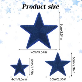 18 Pcs Star Iron On Patches 3 Sizes Iron On Stars for Clothes Star Embroidered Appliques for Clothes, Hats, Backpacks and Costumes (Blue)
