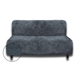 Snugglesinto Plush Couch Cover for Sofa and Furniture, Water Resistant Slipcover, Non-Slip, Easy-to-Install, Prefect for Kids,Dogs,Cats.(Noble Grey, Futon)