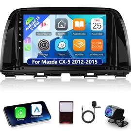 [2+64G] Android 13 Car Radio for Mazda CX-5 2012-2015 - Wireless Carplay and Android Auto - 9 Inch Touchscreen Car Stereo - Multiple UI Themes/GPS Navigation/WiFi/SWC + AHD Backup Camera